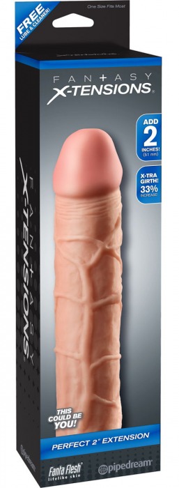 Телесная насадка Fantasy X-tensions Perfect 2  Extension - 20,3 см. - Pipedream - в Петропавловске-Камчатском купить с доставкой