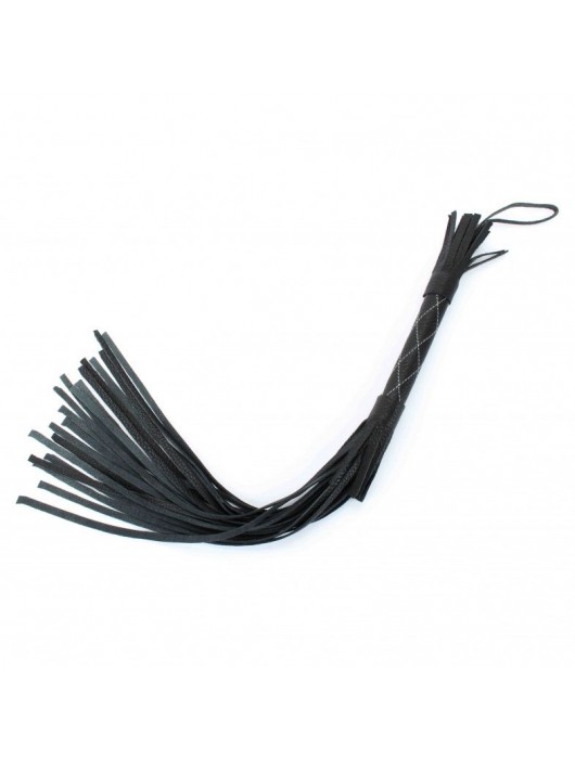 Аккуратная чёрная плетка  из натуральной кожи - БДСМ Арсенал - купить с доставкой в Петропавловске-Камчатском