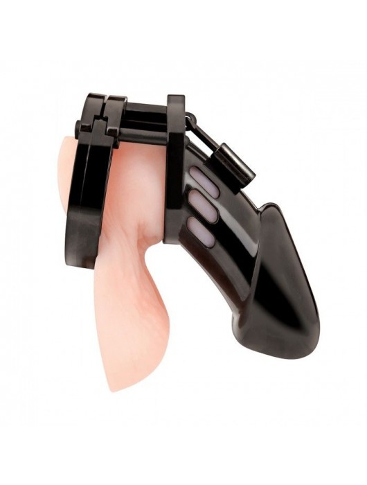 Черная акриловая клетка целомудрия для члена с замком - BlueLine - купить с доставкой в Петропавловске-Камчатском