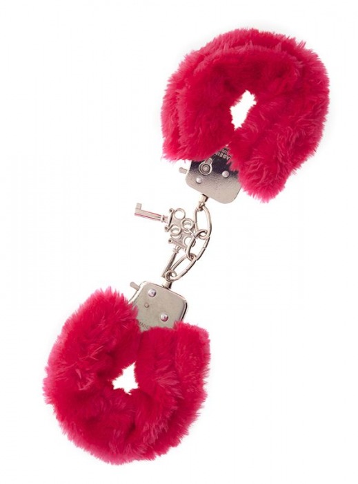 Металлические наручники с красной меховой опушкой METAL HANDCUFF WITH PLUSH RED - Dream Toys - купить с доставкой в Петропавловске-Камчатском