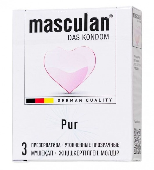 Супертонкие презервативы Masculan Pur - 3 шт. - Masculan - купить с доставкой в Петропавловске-Камчатском