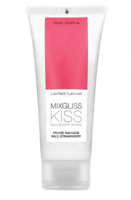 Смазка на водной основе Mixgliss Kiss с ароматом земляники - 70 мл. - Mixgliss - купить с доставкой в Петропавловске-Камчатском