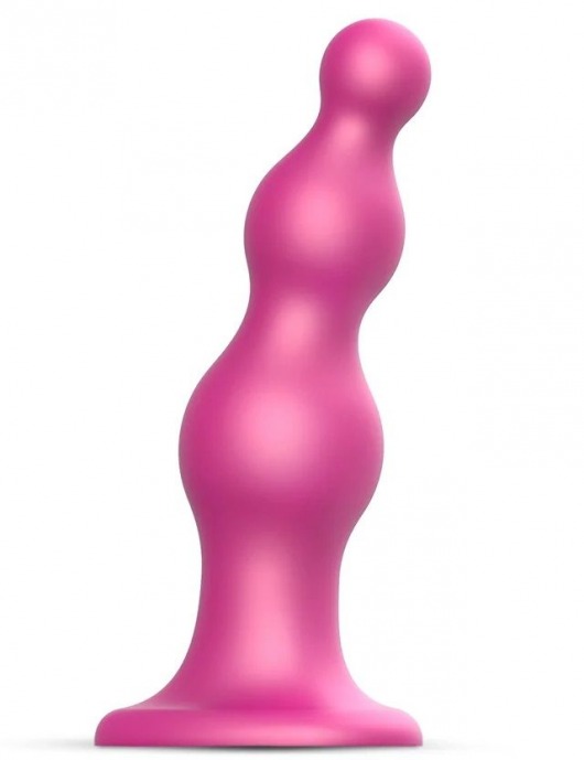 Розовая насадка Strap-On-Me Dildo Plug Beads size S - Strap-on-me - купить с доставкой в Петропавловске-Камчатском