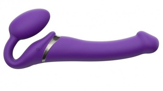 Фиолетовый безремневой вибрострапон Vibrating Bendable Strap-On - size L - Strap-on-me - купить с доставкой в Петропавловске-Камчатском