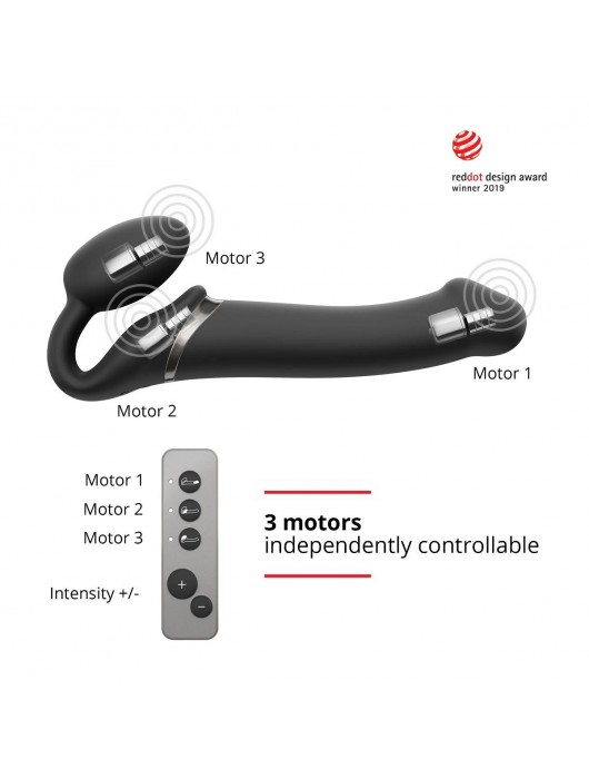 Черный безремневой вибрострапон Silicone Bendable Strap-On - size XL - Strap-on-me - купить с доставкой в Петропавловске-Камчатском