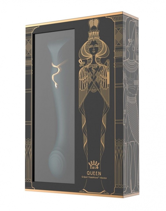 Зеленый вибромассажёр с дополнительной насадкой Queen - 21,6 см. - Zalo