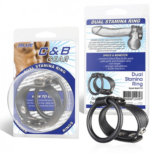 Двойное кольцо выносливости на пенис DUAL STAMINA RING - BlueLine - в Петропавловске-Камчатском купить с доставкой