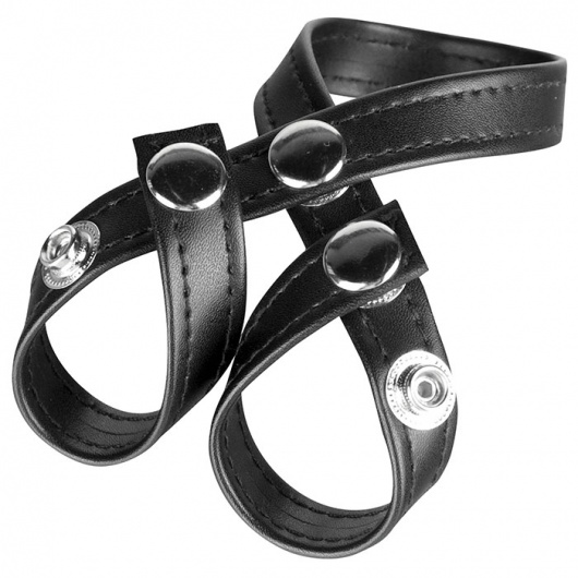 Разделитель мошонки из искусственной кожи на клепках 8 STYLE BALL DIVIDER - BlueLine - купить с доставкой в Петропавловске-Камчатском