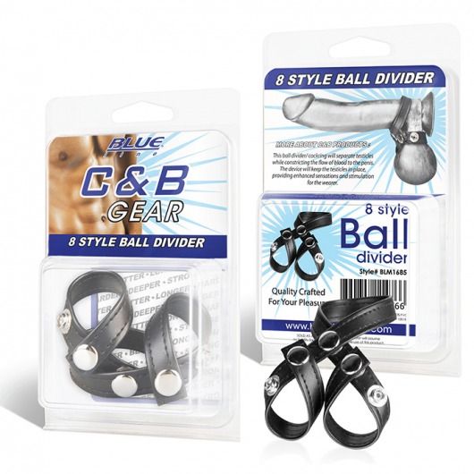 Разделитель мошонки из искусственной кожи на клепках 8 STYLE BALL DIVIDER - BlueLine - купить с доставкой в Петропавловске-Камчатском