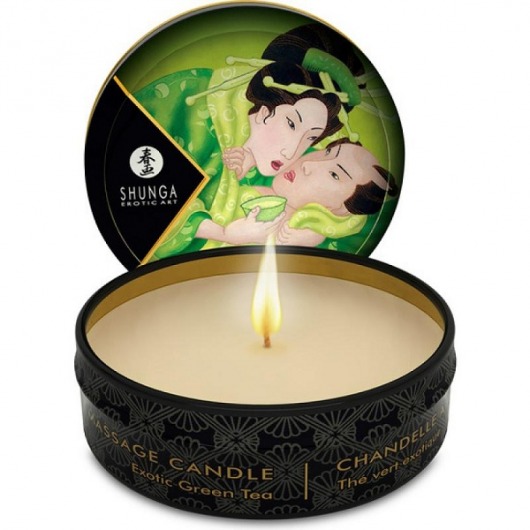 Массажная свеча Exotic Green Tea с ароматом зелёного чая - 30 мл. - Shunga - купить с доставкой в Петропавловске-Камчатском