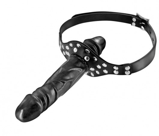 Черный кляп-фаллоимитатор Double Penis Gag - Fetish Tentation - купить с доставкой в Петропавловске-Камчатском