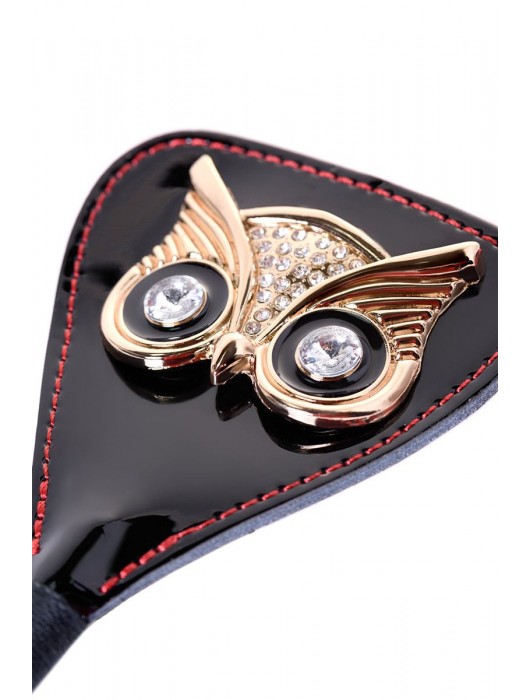 Чёрный стек с совой на кожаном наконечнике - 24 см. - ToyFa - купить с доставкой в Петропавловске-Камчатском