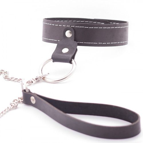 Узкий однослойный ошейник с поводком - Crazy Handmade - купить с доставкой в Петропавловске-Камчатском