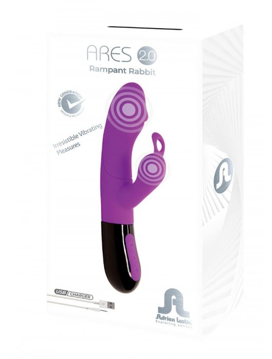Фиолетовый вибратор-кролик Ares 2.0 - 20,6 см. - Adrien Lastic