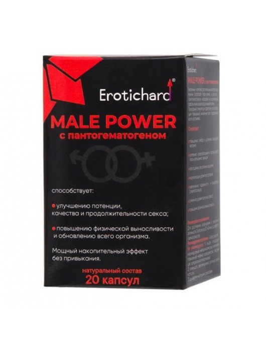 Капсулы для мужчин Erotichard male power с пантогематогеном - 20 капсул (0,370 гр.) - Erotic Hard - купить с доставкой в Петропавловске-Камчатском