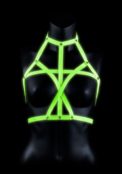 Портупея Bra Harness с неоновым эффектом - размер L-XL - Shots Media BV - купить с доставкой в Петропавловске-Камчатском