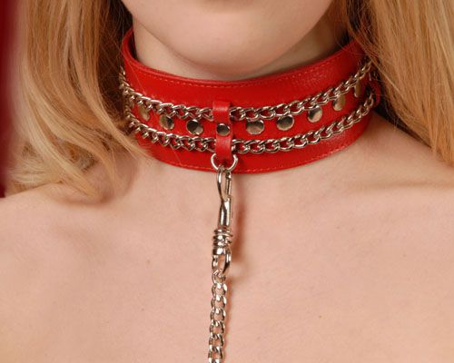 Красный ошейник с цепочками - Sitabella - купить с доставкой в Петропавловске-Камчатском