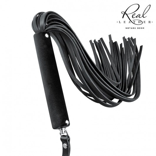 Черная кожаная плеть-флоггер - 84 см. - Notabu - купить с доставкой в Петропавловске-Камчатском