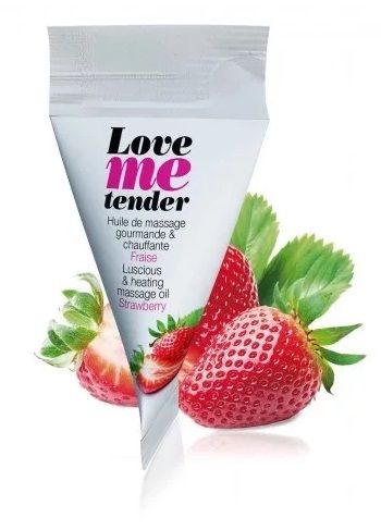 Съедобное согревающее массажное масло Love Me Tender Strawberry с ароматом клубники - 10 мл. - Love to Love - купить с доставкой в Петропавловске-Камчатском