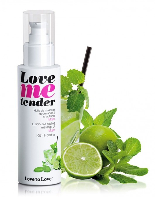 Съедобное согревающее массажное масло Love Me Tender Mojito с ароматом мохито - 100 мл. - Love to Love - купить с доставкой в Петропавловске-Камчатском