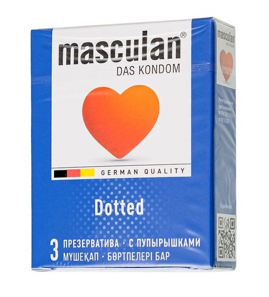 Презервативы с пупырышками Masculan Dotted - 3 шт. - Masculan - купить с доставкой в Петропавловске-Камчатском