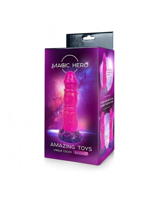 Розовый рельефный фантазийный фаллоимитатор - 20 см. - Bior toys - купить с доставкой в Петропавловске-Камчатском