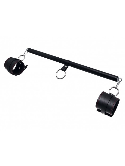 Черная распорка для ног с кожаными манжетами - Pecado - купить с доставкой в Петропавловске-Камчатском