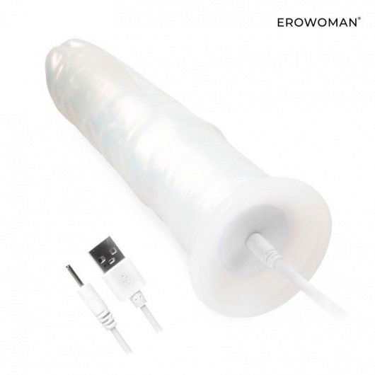 Белый вибратор-реалистик со световыми эффектами - 20,5 см. - Erowoman-Eroman