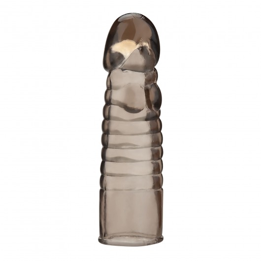 Дымчатая насадка-удлинитель Ribbed Realistic Penis Enhancing Sleeve Extension - 15,2 см. - BlueLine - в Петропавловске-Камчатском купить с доставкой