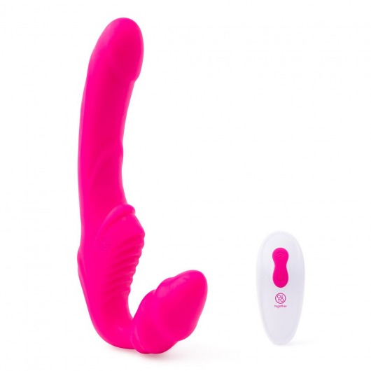 Розовый безремневой страпон на радиоуправлении Strapless Together - 22 см. - Together Toy - купить с доставкой в Петропавловске-Камчатском