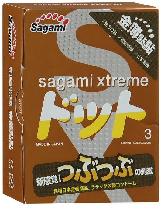Презервативы Sagami Xtreme FEEL UP с точечной текстурой и линиями прилегания - 3 шт. - Sagami - купить с доставкой в Петропавловске-Камчатском