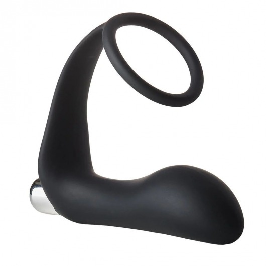 Черное эрекционное кольцо с вибропробкой Vibrating Anal Plug With Cockring - Dream Toys - в Петропавловске-Камчатском купить с доставкой