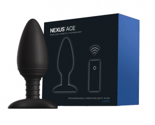 Чёрная вибровтулка NEXUS ACE LARGE с дистанционным управлением - 14 см. - Nexus Range