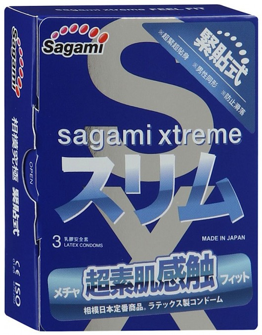 Розовые презервативы Sagami Xtreme FEEL FIT 3D - 3 шт. - Sagami - купить с доставкой в Петропавловске-Камчатском