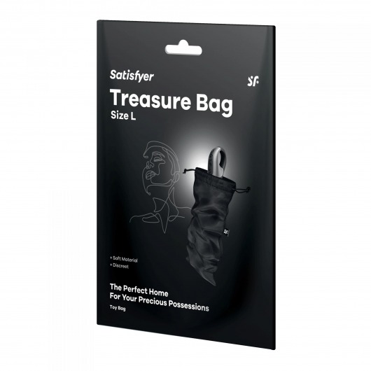 Черный мешочек для хранения игрушек Treasure Bag L - Satisfyer - купить с доставкой в Петропавловске-Камчатском
