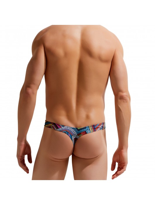 Мужские трусы-тонги с разноцветным геометрическим принтом - Gauvine купить с доставкой