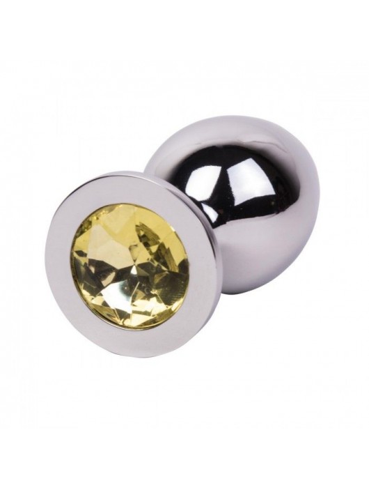 Большой стальной плаг с желтым кристаллом Sweet Lemon - 9,5 см. - Erotic Fantasy - купить с доставкой в Петропавловске-Камчатском