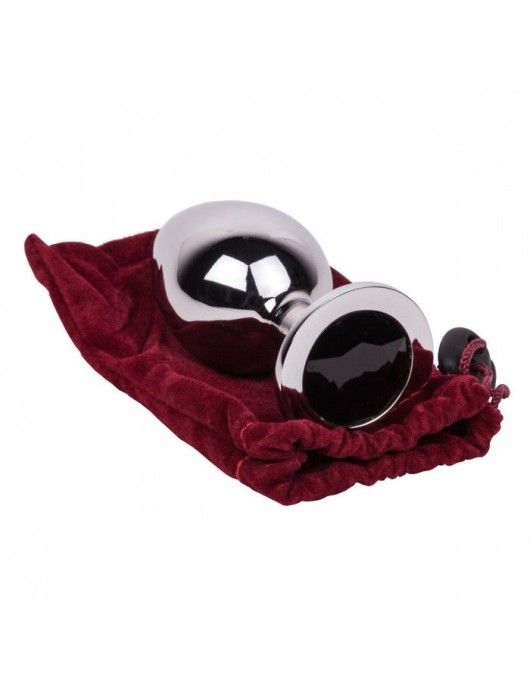 Большой стальной плаг с черным кристаллом Black Rave - 9,5 см. - Erotic Fantasy - купить с доставкой в Петропавловске-Камчатском