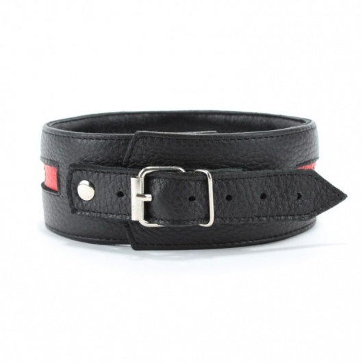 Черно-красный ошейник на пряжке - БДСМ Арсенал - купить с доставкой в Петропавловске-Камчатском