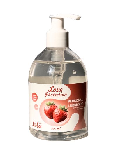 Лубрикант на водной снове Love Protection Strawberry с ароматом клубники - 300 мл. - Lola Games - купить с доставкой в Петропавловске-Камчатском
