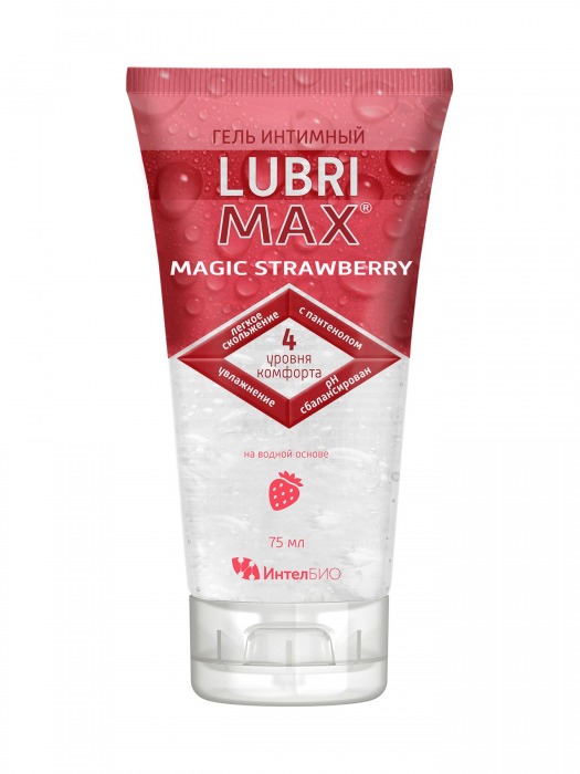 Интимный гель-смазка на водной основе Lubrimax Magic Strawberry - 75 мл. - ИнтелБИО - купить с доставкой в Петропавловске-Камчатском
