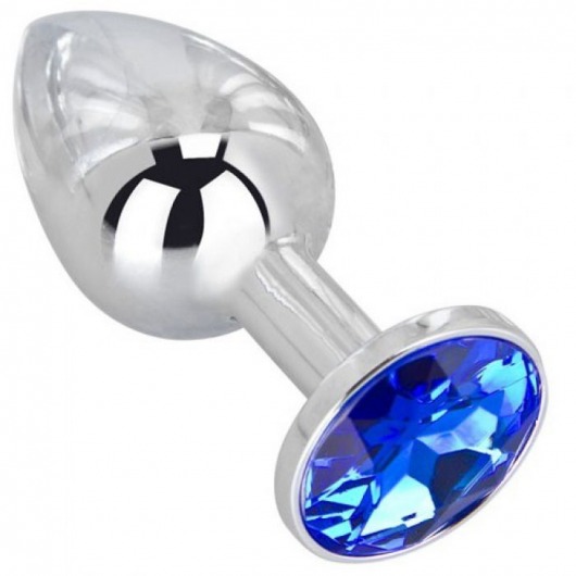 Анальное украшение BUTT PLUG  Small с синим кристаллом - 7 см. - Anal Jewelry Plug - купить с доставкой в Петропавловске-Камчатском