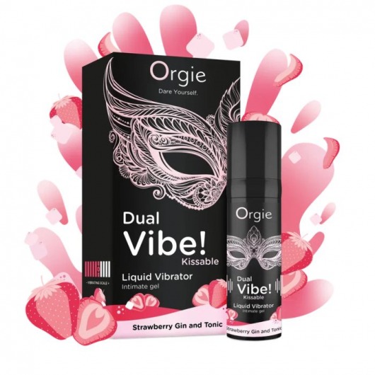 Съедобный жидкий вибратор Dual Vibe! со вкусом клубничного джина с тоником - 15 мл. - ORGIE - купить с доставкой в Петропавловске-Камчатском