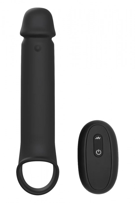 Черная насадка-удлинитель с вибрацией Vibrating Extender With Remote - Dream Toys - в Петропавловске-Камчатском купить с доставкой