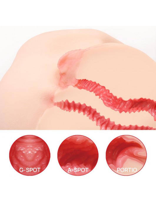 Телесный полуторс с двойным слоем материала и вибрацией Vanilla Onahole Real Vagina - KOKOS - в Петропавловске-Камчатском купить с доставкой