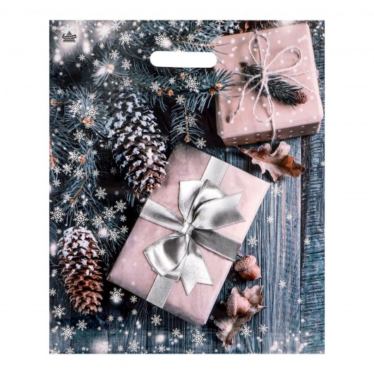 Новогодний пакет с принтом в виде подарков и вырубной ручкой (45х38 см) - Сима-Ленд - купить с доставкой в Петропавловске-Камчатском