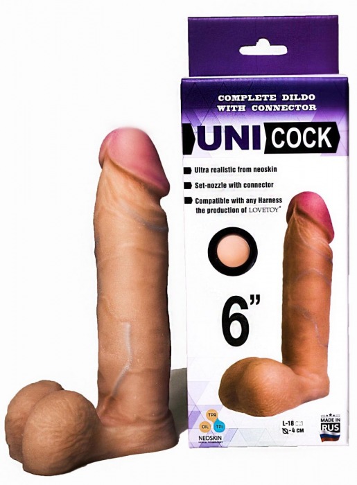 Насадка для страпона фаллической формы UNICOCK 6  - 18 см. - LOVETOY (А-Полимер) - купить с доставкой в Петропавловске-Камчатском