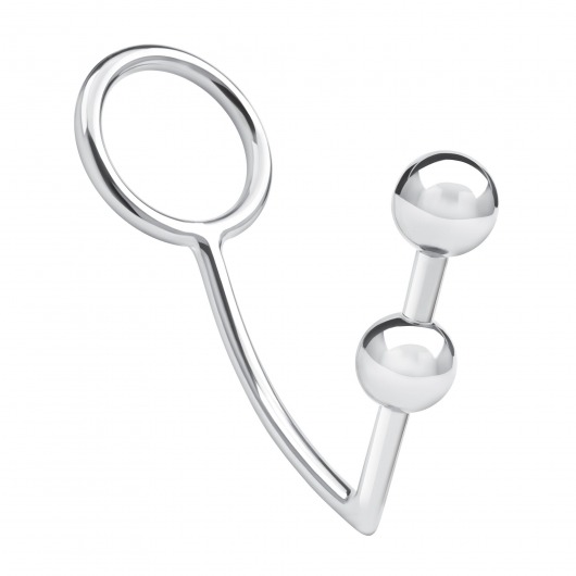 Кольцо на пенис с анальным стимулятором Two Bead Stainless Steel Anal Hook   Cock Ring - BlueLine - в Петропавловске-Камчатском купить с доставкой