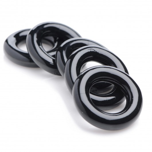 Комплект из 5 черных эрекционных колец для мошонки Ring Master Custom Ball Stretcher Kit - XR Brands - в Петропавловске-Камчатском купить с доставкой