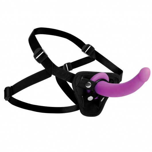 Лиловый поясной страпон Navigator Silicone G-Spot Dildo with Harness - 17,8 см. - XR Brands - купить с доставкой в Петропавловске-Камчатском